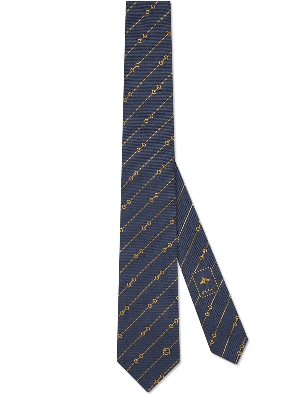 Horsebit striped silk jacquard tie