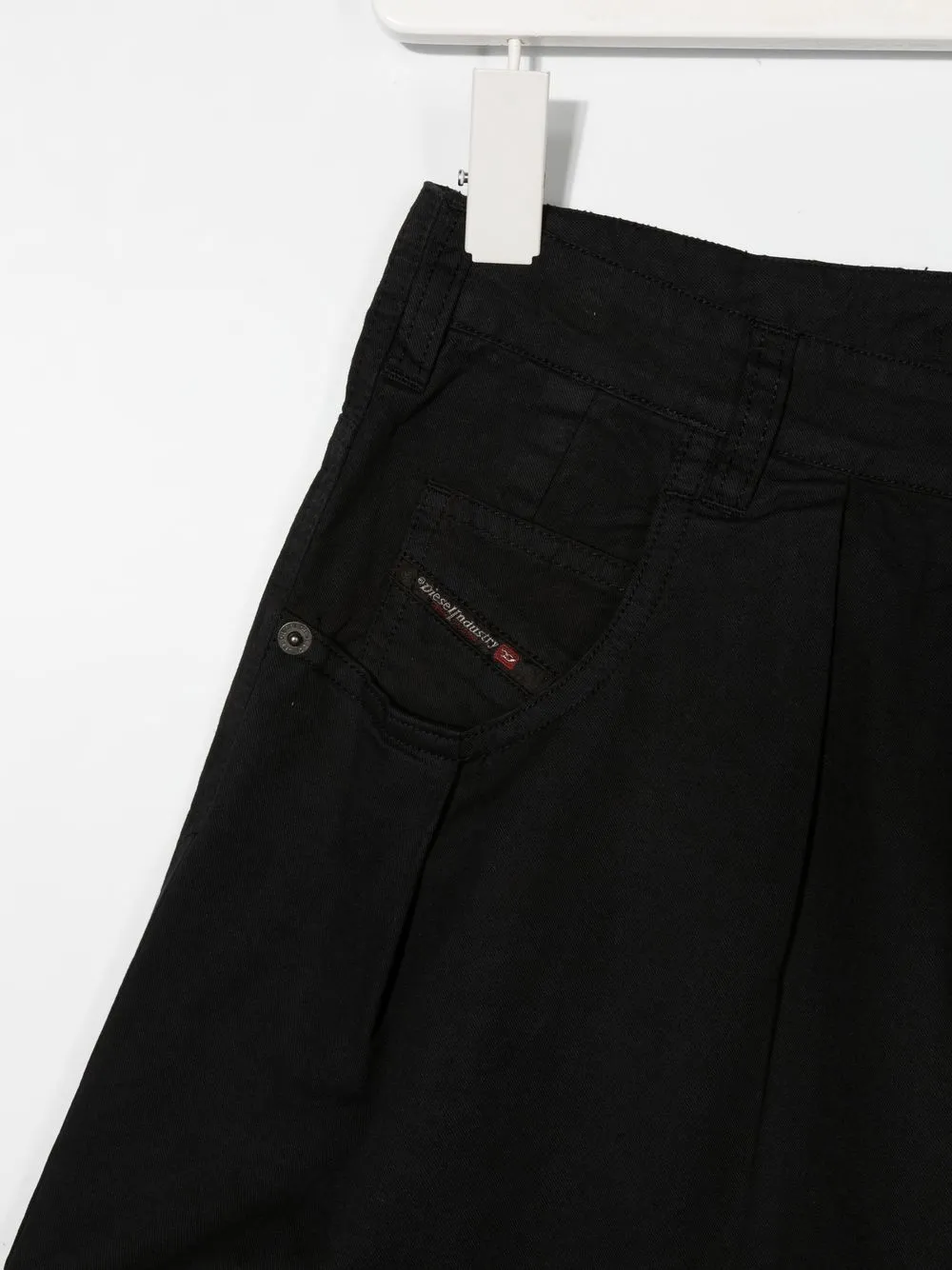  Diesel Kids Teen Jeans Shorts Mit Falten   Schwarz 
