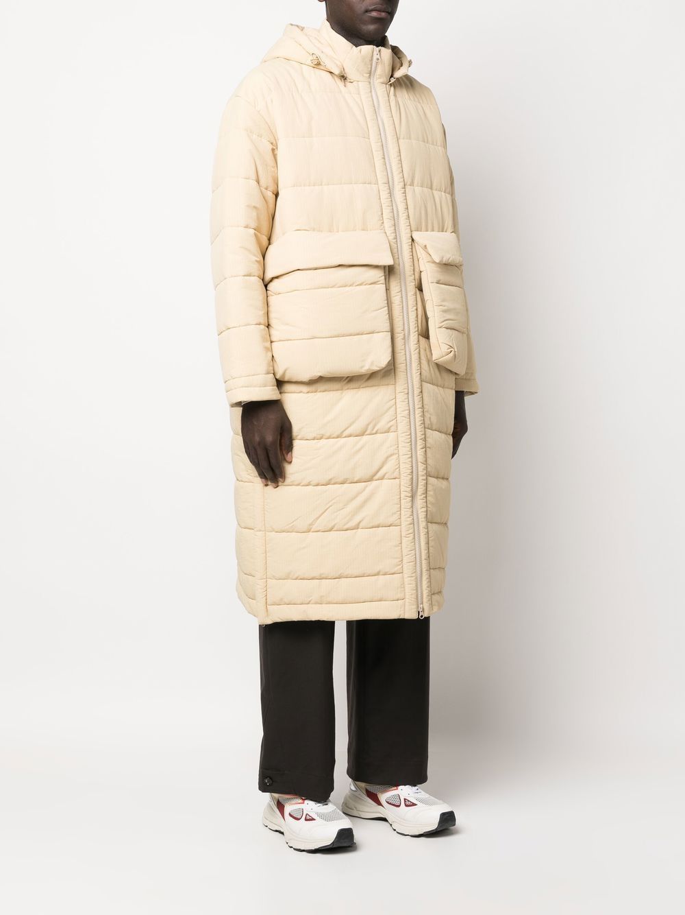 Shop Henrik Vibskov Padded Long Hooded Coat In Neutrals