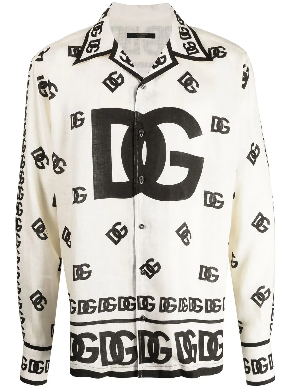 

Dolce & Gabbana camisa manga larga con logo estampado - Blanco