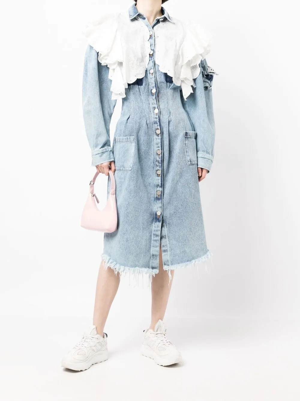 Natasha Zinko Blousejurk met ruches - Blauw