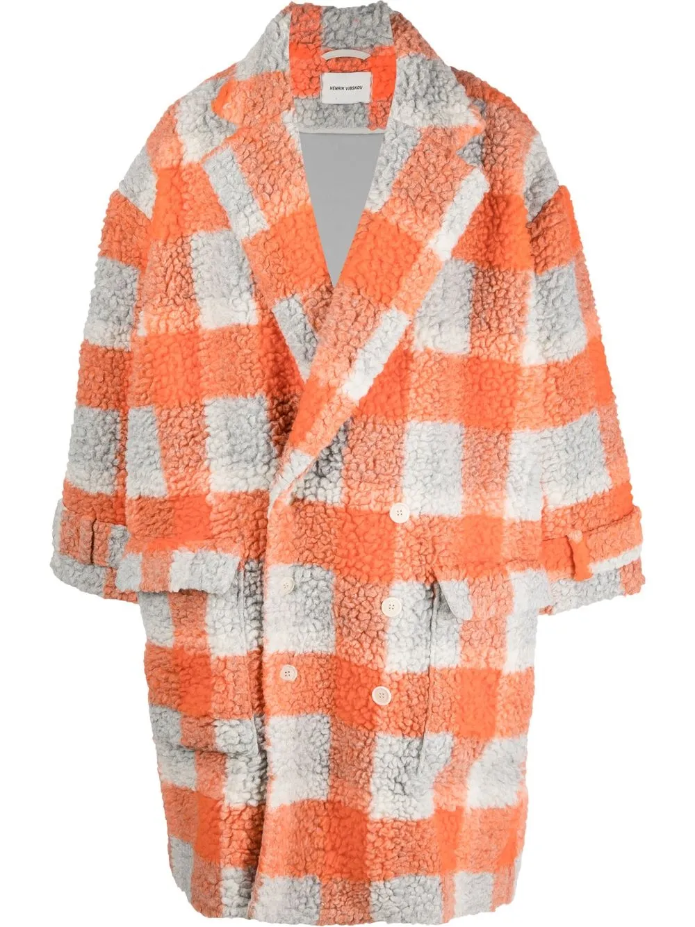 

Henrik Vibskov shearling checked coat - Grey