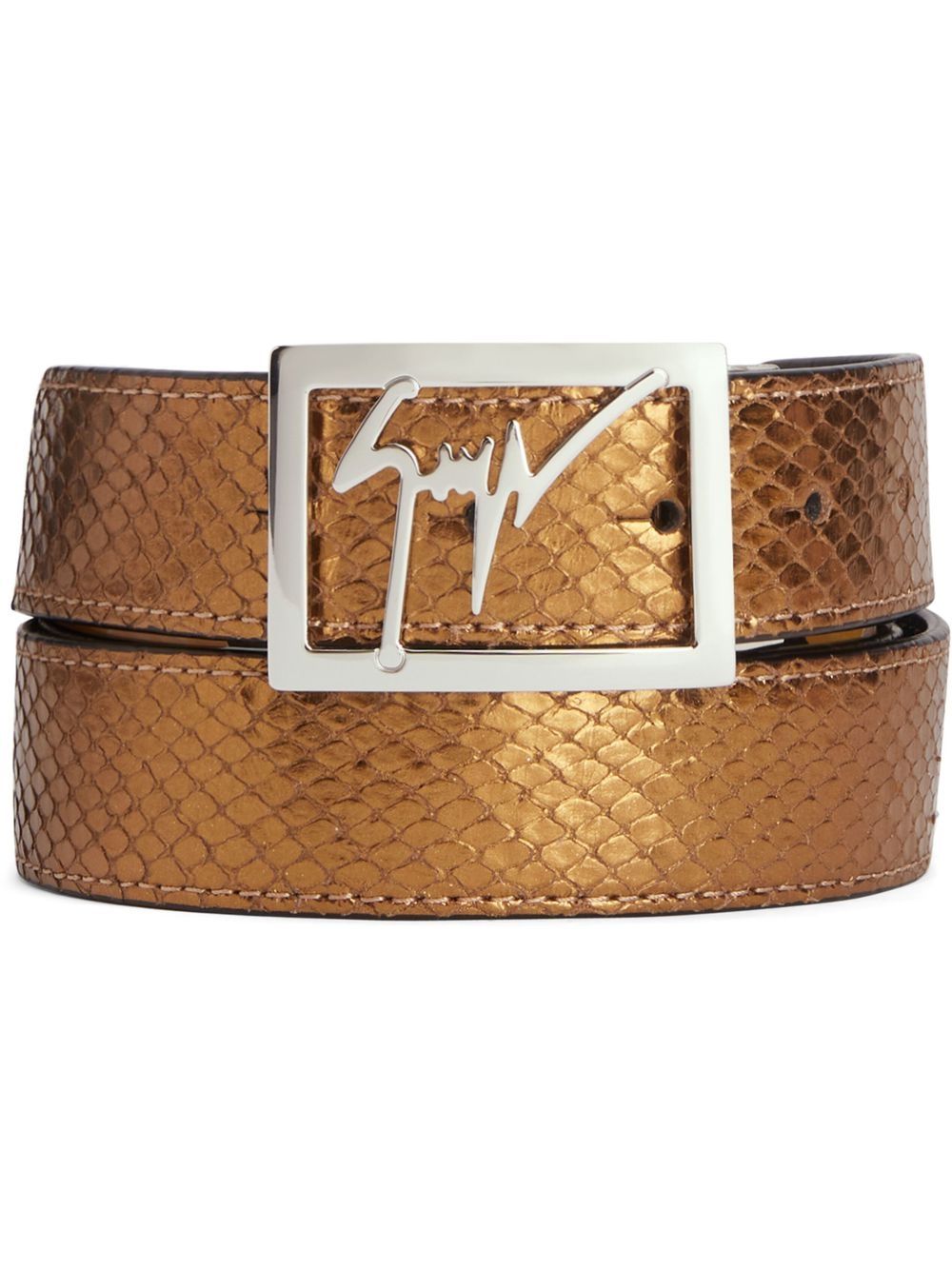 Linum snakeskin-effect leather belt