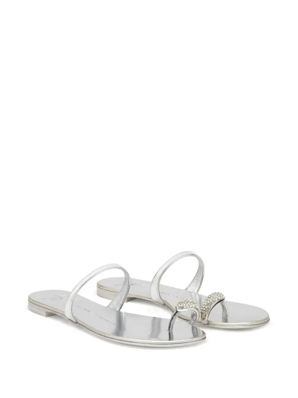 サンダル・ミュール Giuseppe Zanotti Rhinestone-Embellished White Sandals With IRIDE CRYSTAL 40