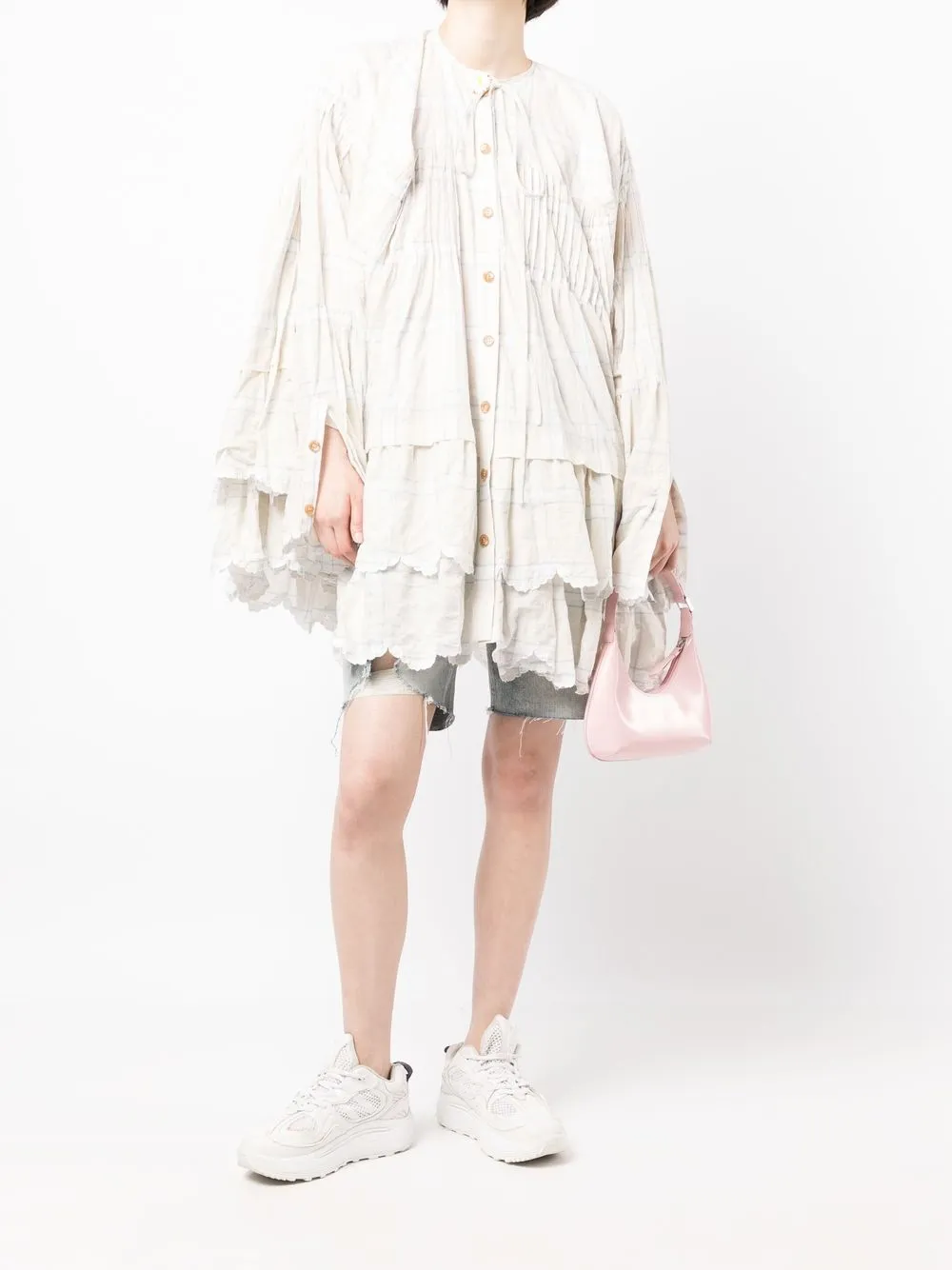 Natasha Zinko Geruite blousejurk - Wit