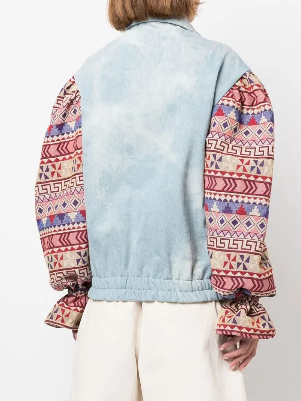 TU LIZE' contrast-sleeve Denim Jacket 
