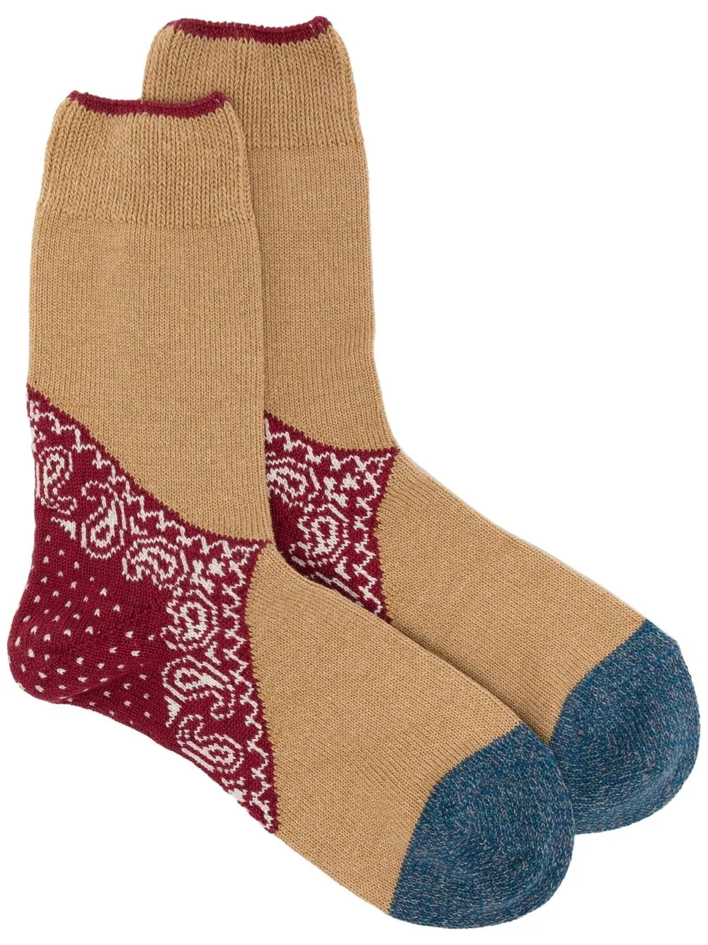 

Kapital colour-block bandana-print socks - Brown