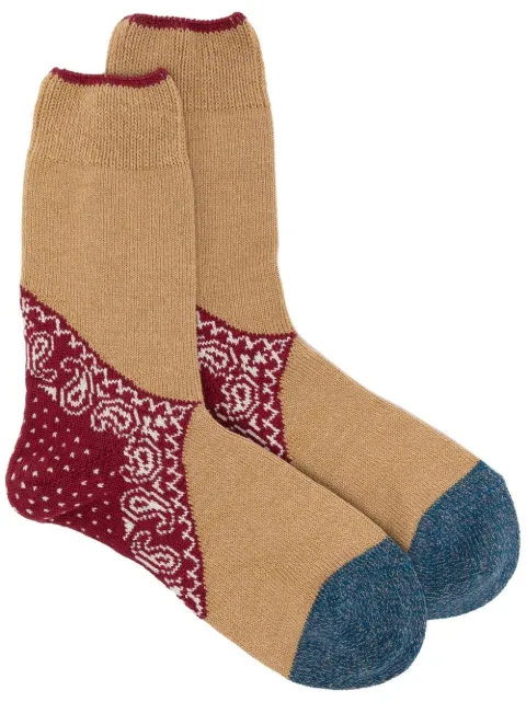 KAPITAL colour-block bandana-print socks