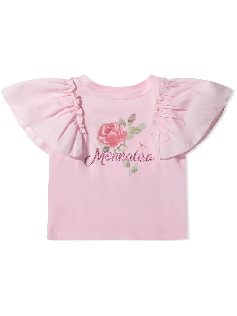 

Monnalisa TEEN flutter sleeve cotton T-shirt - Pink