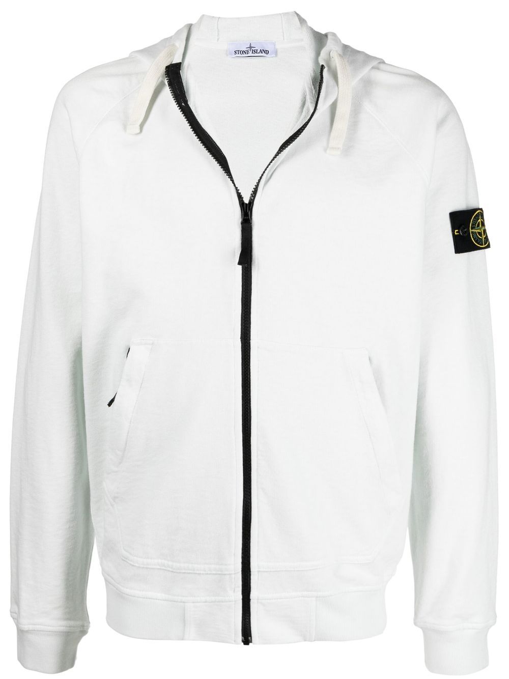 Stone Island Compass-patch zip-up hoodie - White