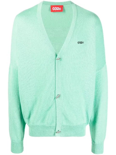 032c logo-print drop-shoulder cardigan