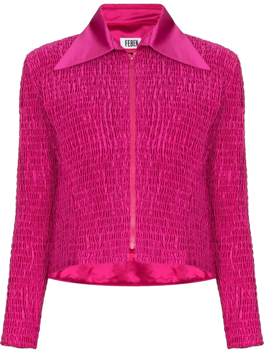 

FEBEN zip-up ruched shirt jacket - Pink