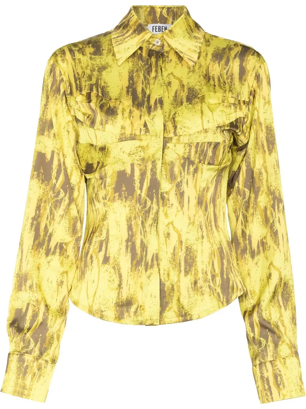 

FEBEN camisa con botones y estampado - Amarillo