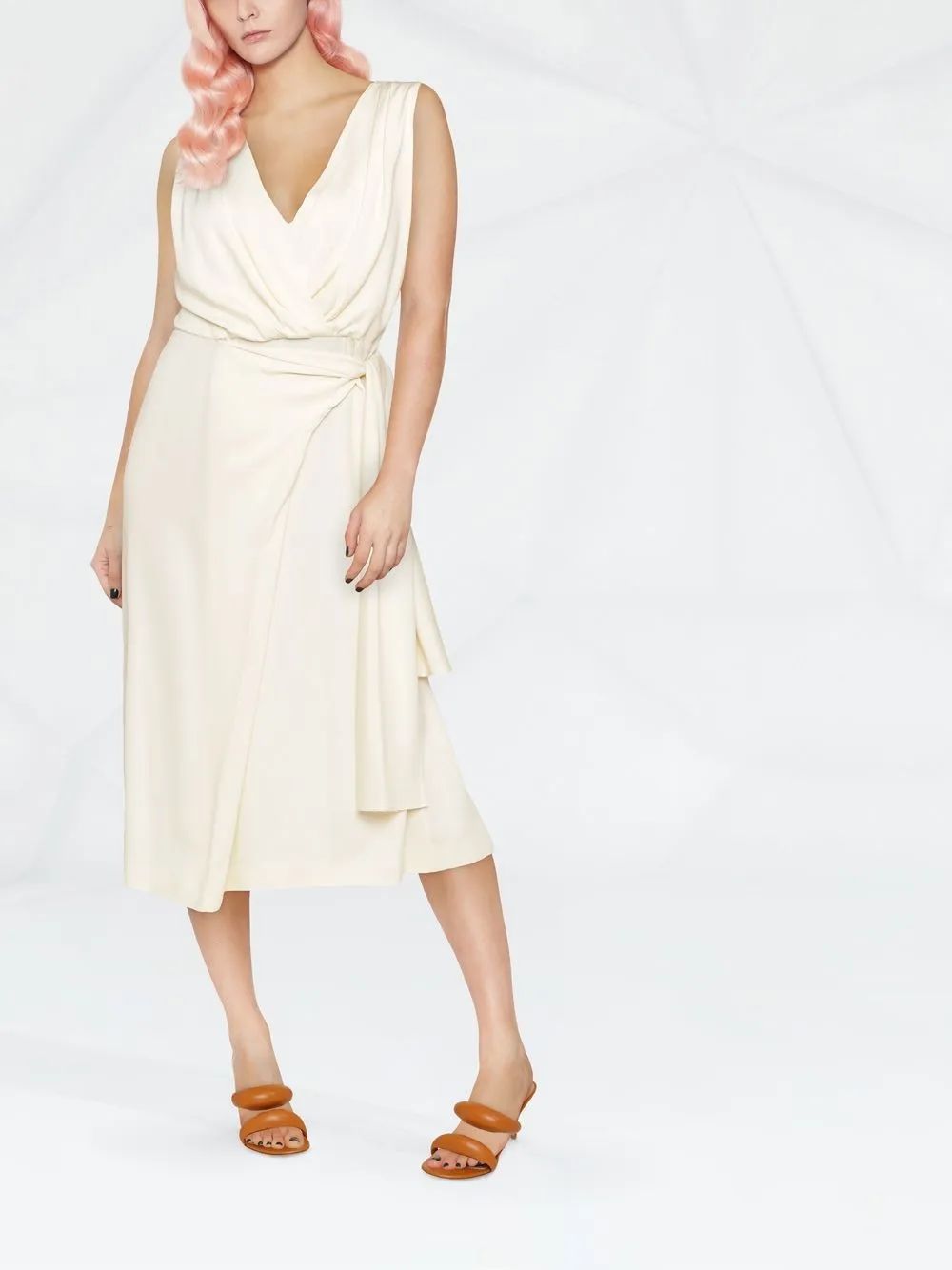Alberta Ferretti Midi-wikkeljurk Beige