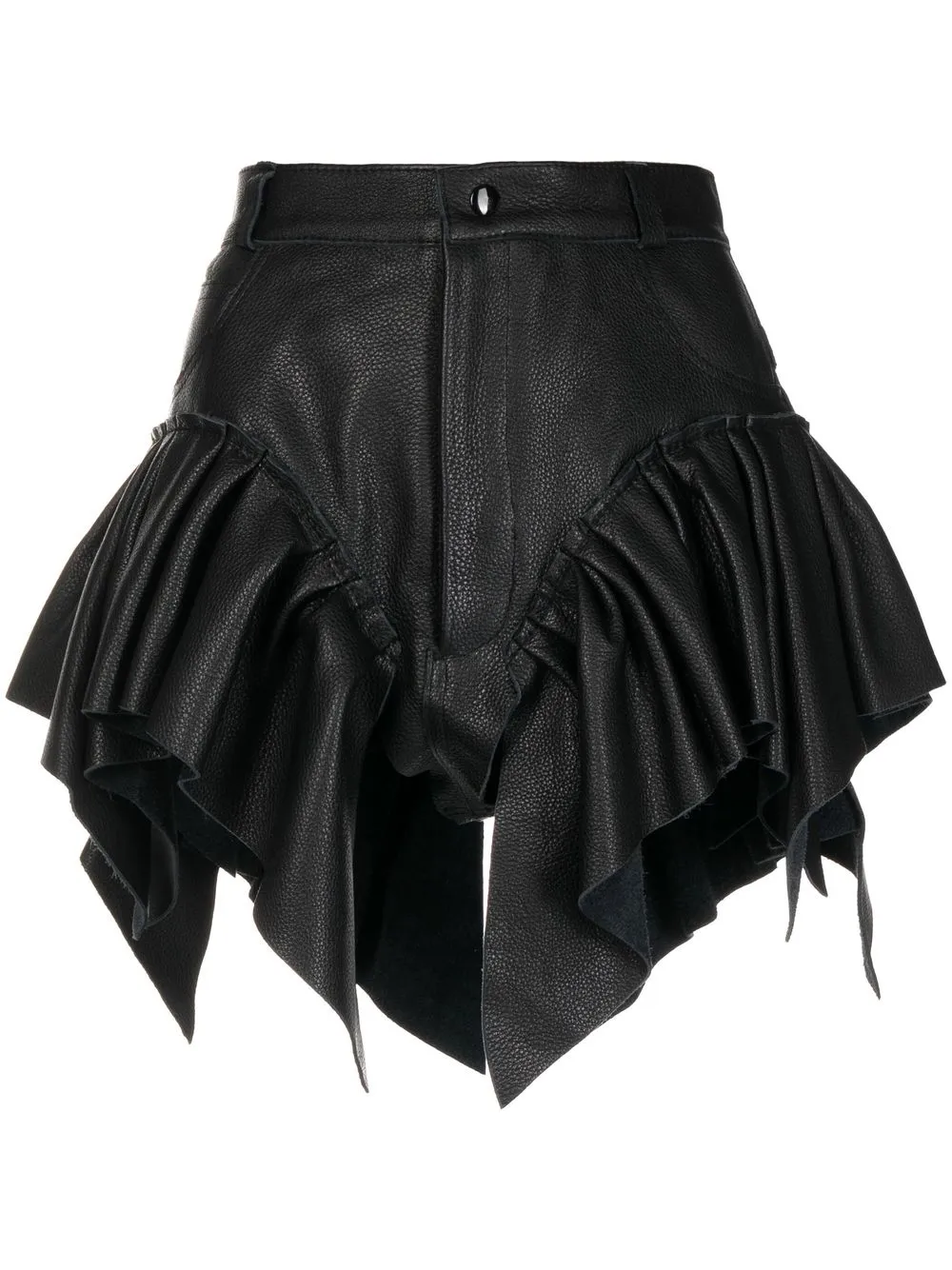 

Natasha Zinko leather ruffled mini shorts - Black