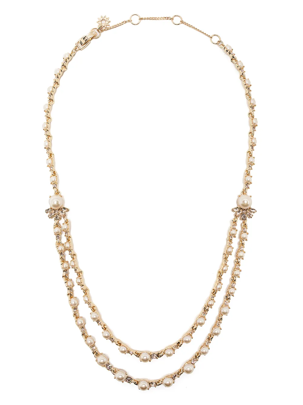 

Marchesa Notte collar de doble cadena con perlas - Dorado