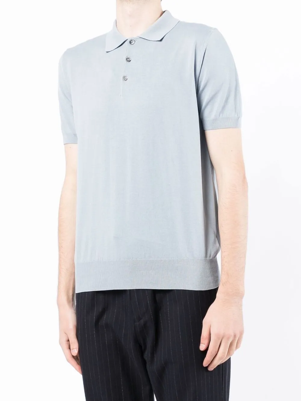 Canali Short-sleeved Polo Shirt In Blue