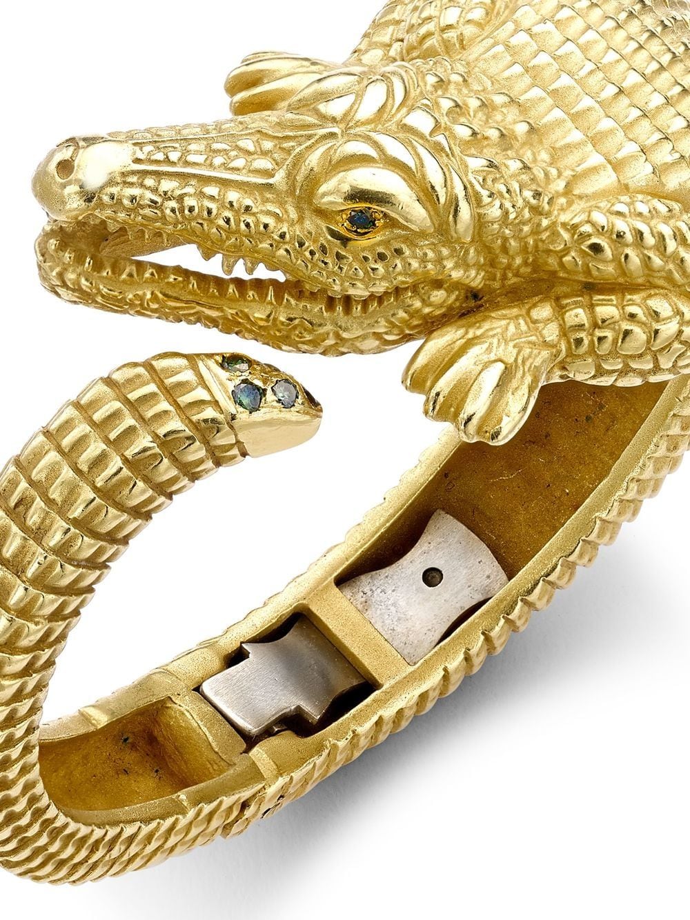 Image 2 of Pragnell Vintage 18kt yellow gold diamond-embellished alligator cuff bracelet