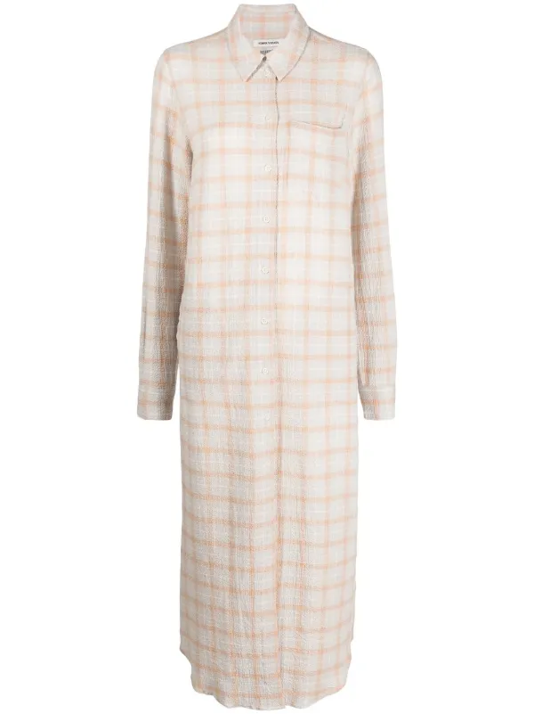 Henrik Vibskov curry check Print Shirt Dress Grey FARFETCH AO