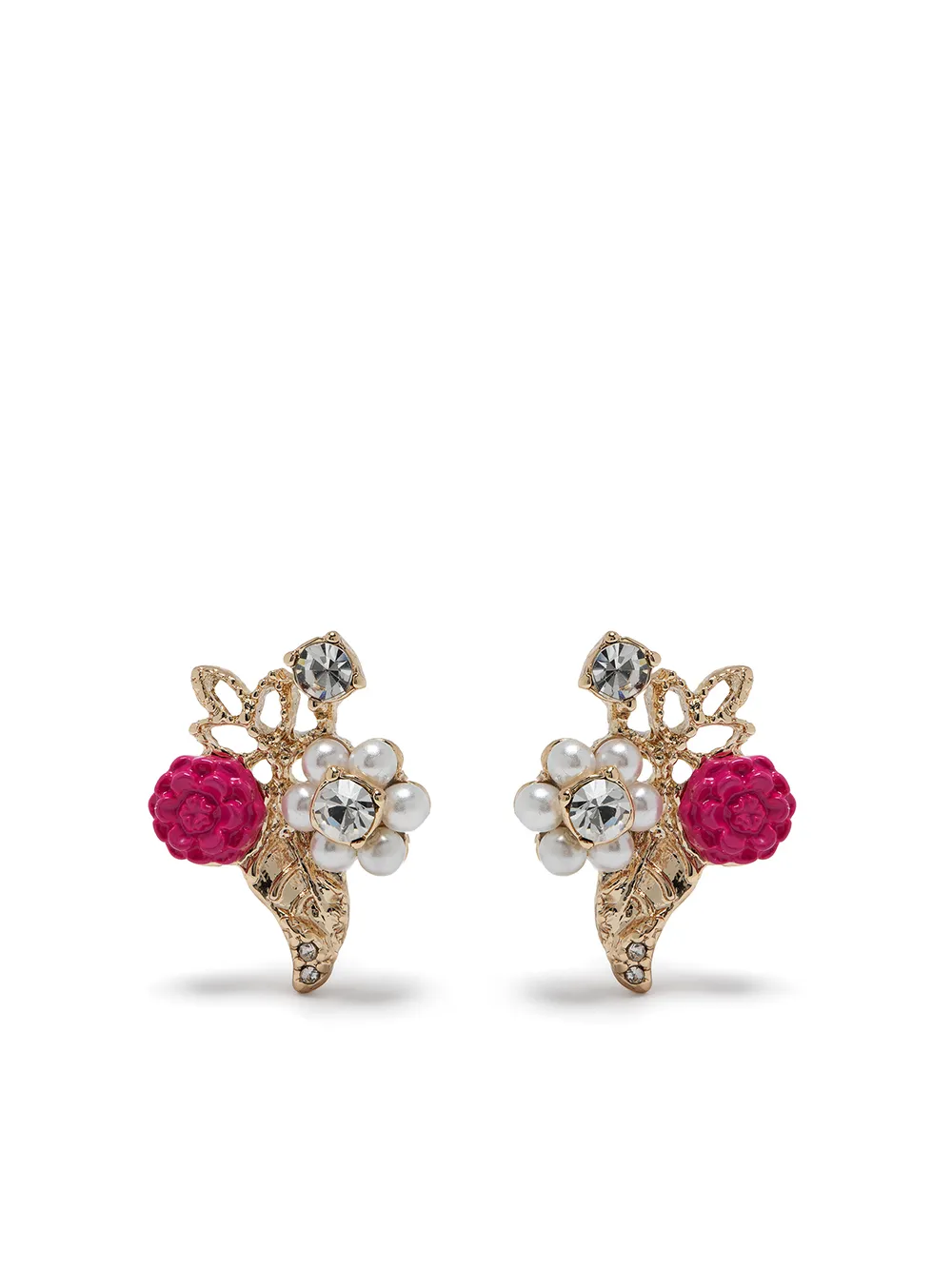 

Marchesa Notte floral pearl-crystal earring - Gold