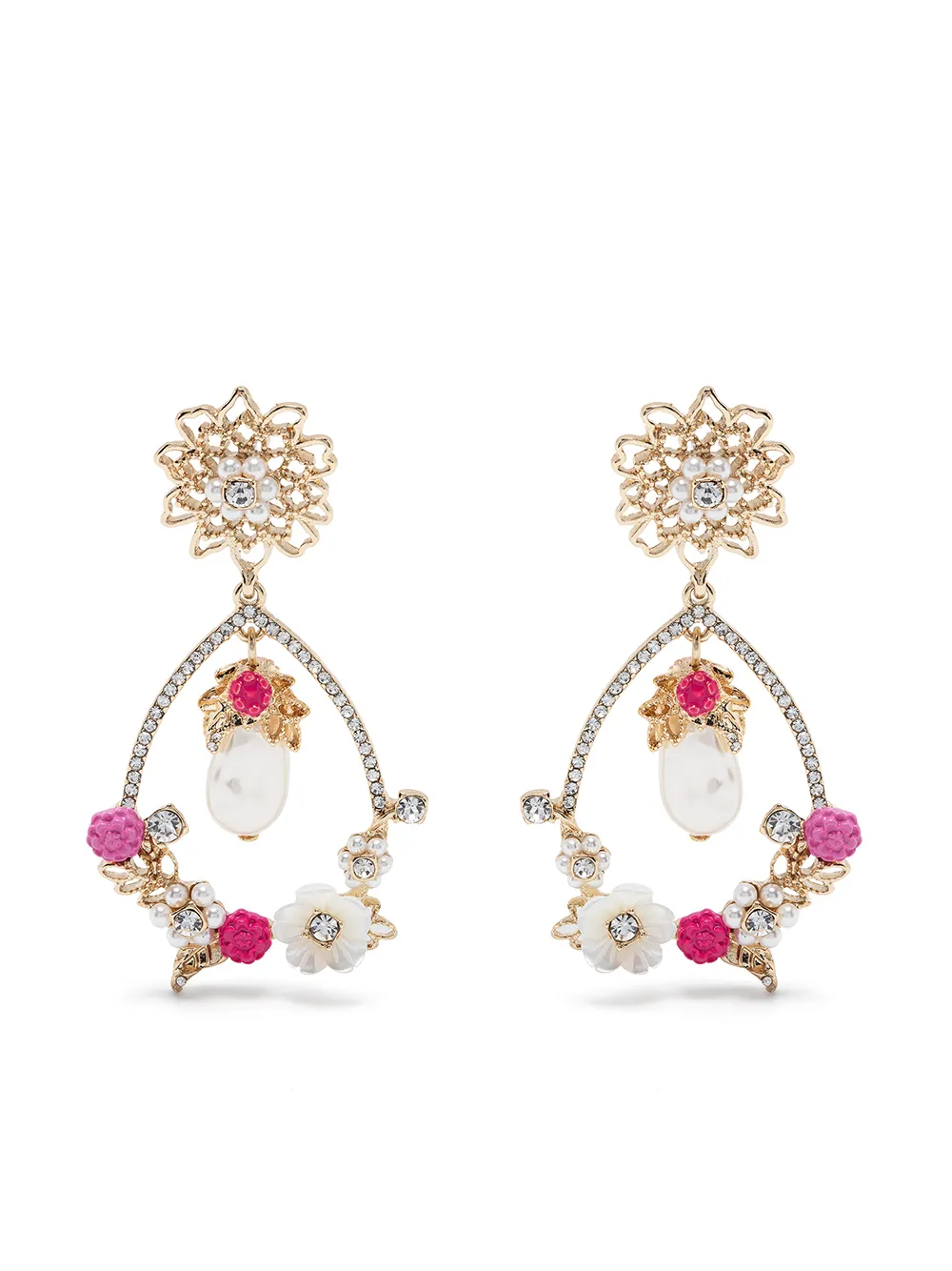 

Marchesa Notte aretes con dijes florales - Dorado