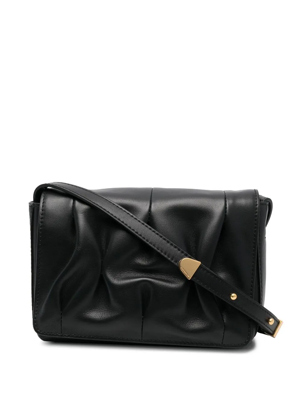 

Coccinelle ruched leather satchel bag - Black