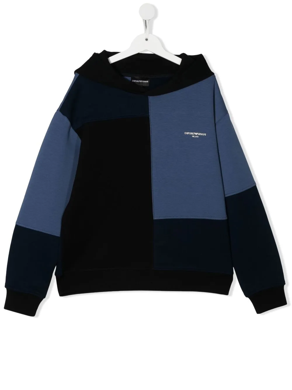 

Emporio Armani Kids hoodie con paneles y logo estampado - Azul