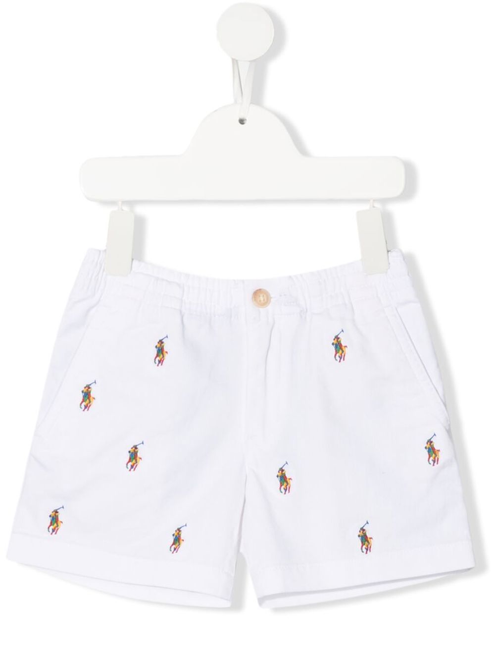 

Ralph Lauren Kids shorts elásticos con logo estampado - Blanco