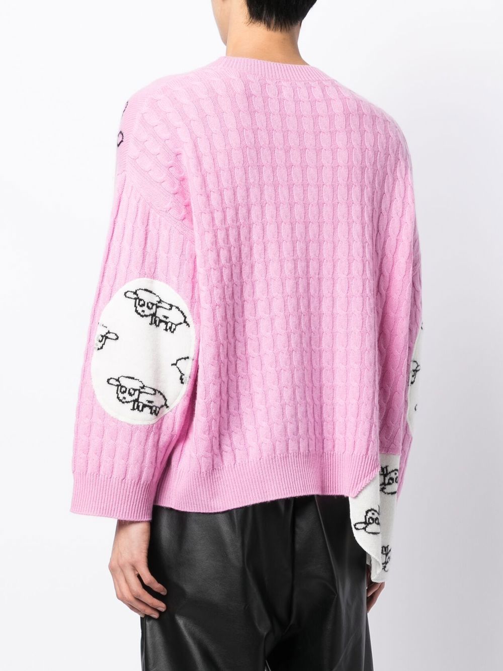 Shop Natasha Zinko Animal Print Cable-knit Jumper In Pink