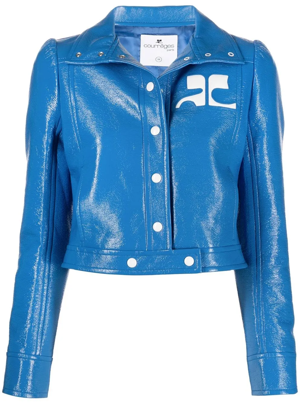 Courrèges high-shine embroidered-logo Jacket - Farfetch