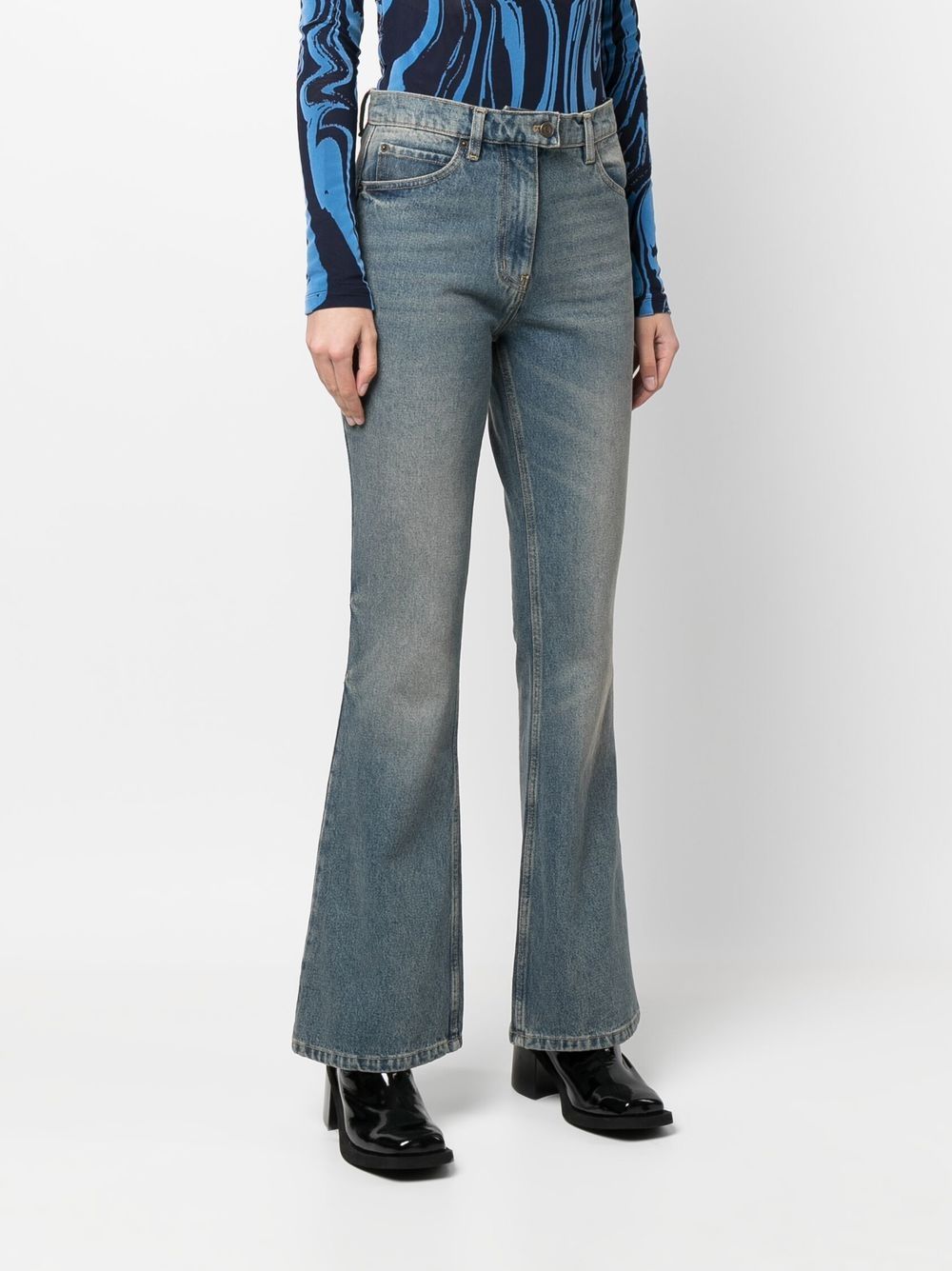 Courrèges Distressed Flared Leg Jeans - Farfetch
