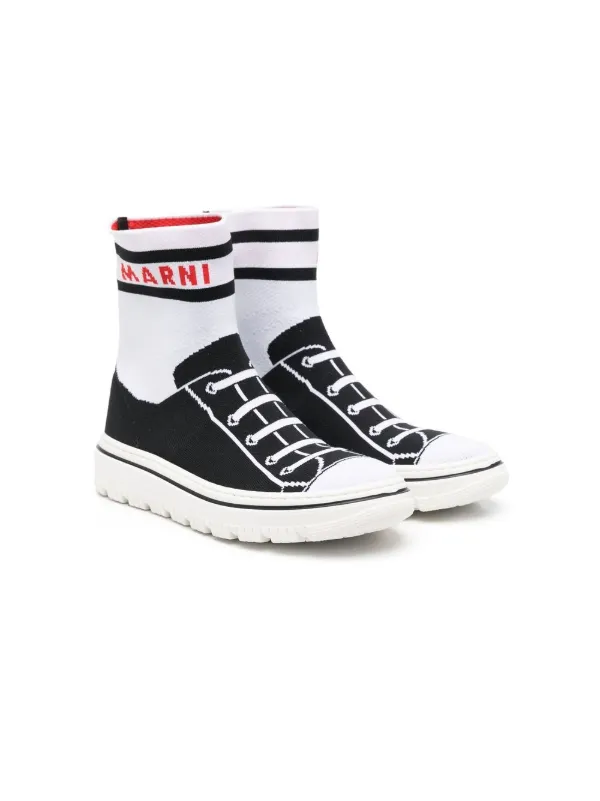 Marni Kids TEEN intarsia knit high top Sneakers Farfetch