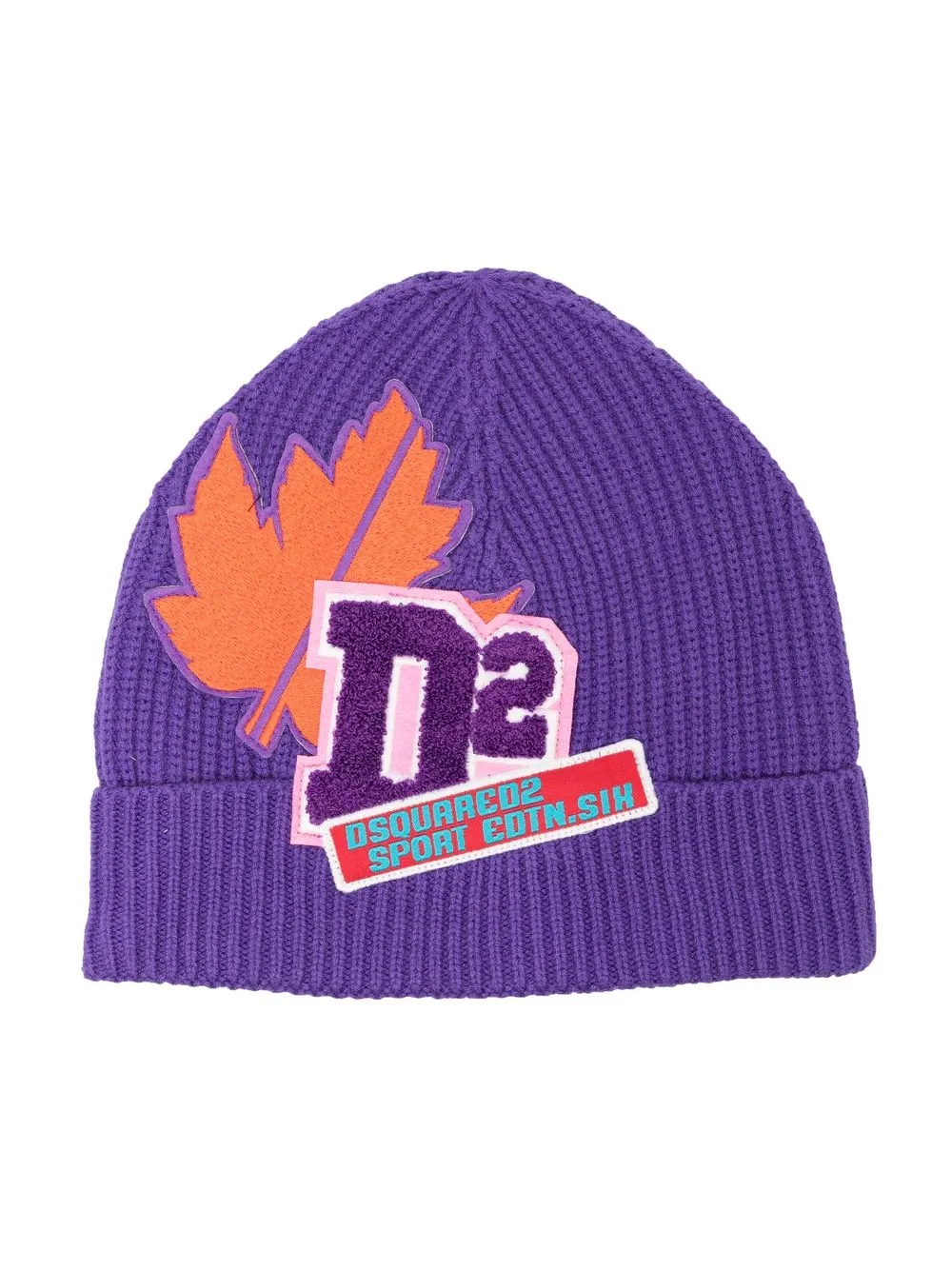 

Dsquared2 Kids gorro tejido con parche del logo - Morado