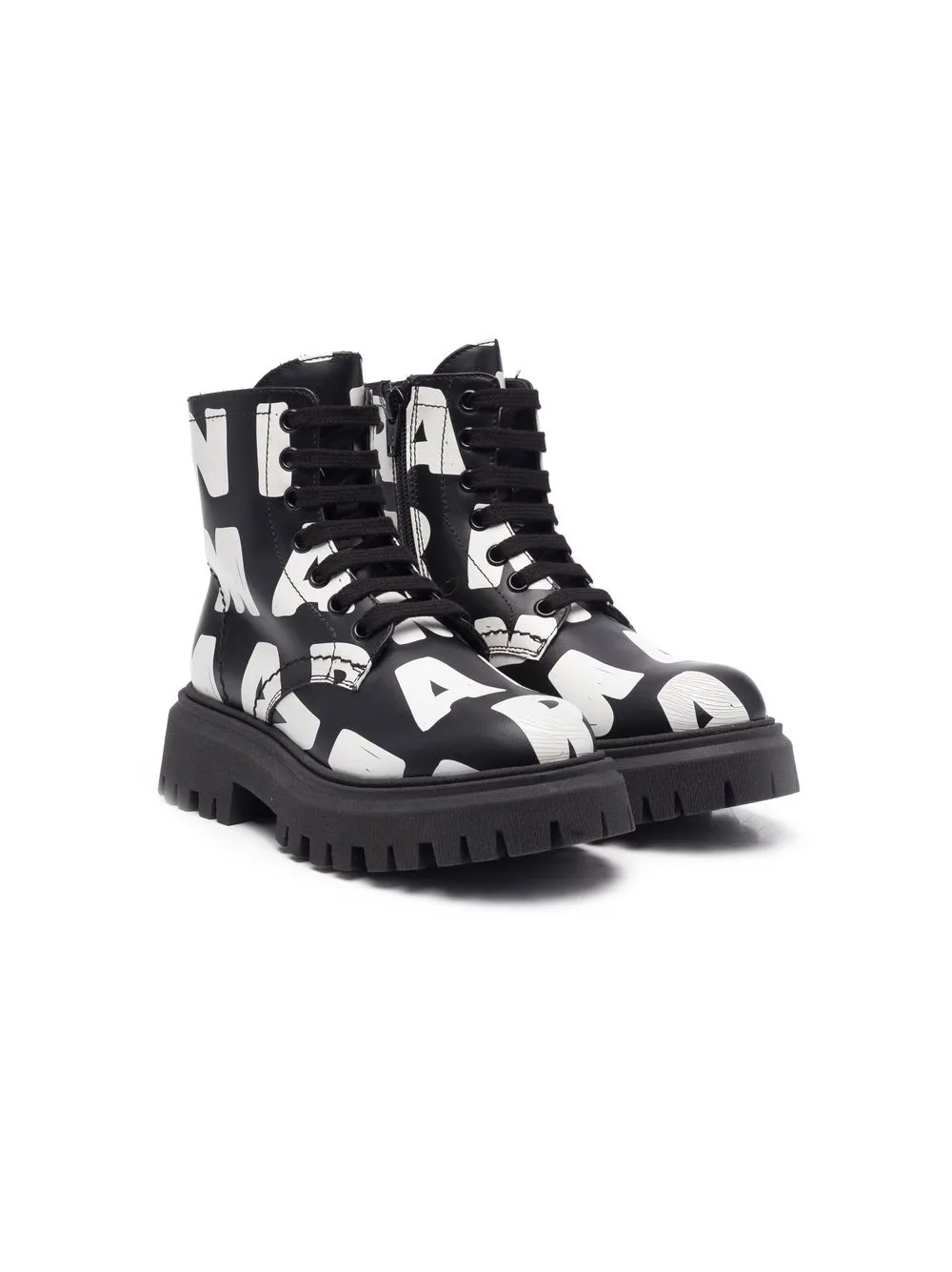 

Marni Kids botas con agujetas y logo estampado - Negro