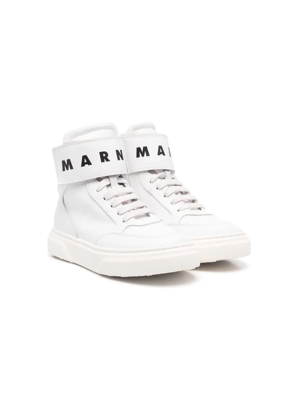 

Marni Kids TEEN logo-strap high-top sneakers - White