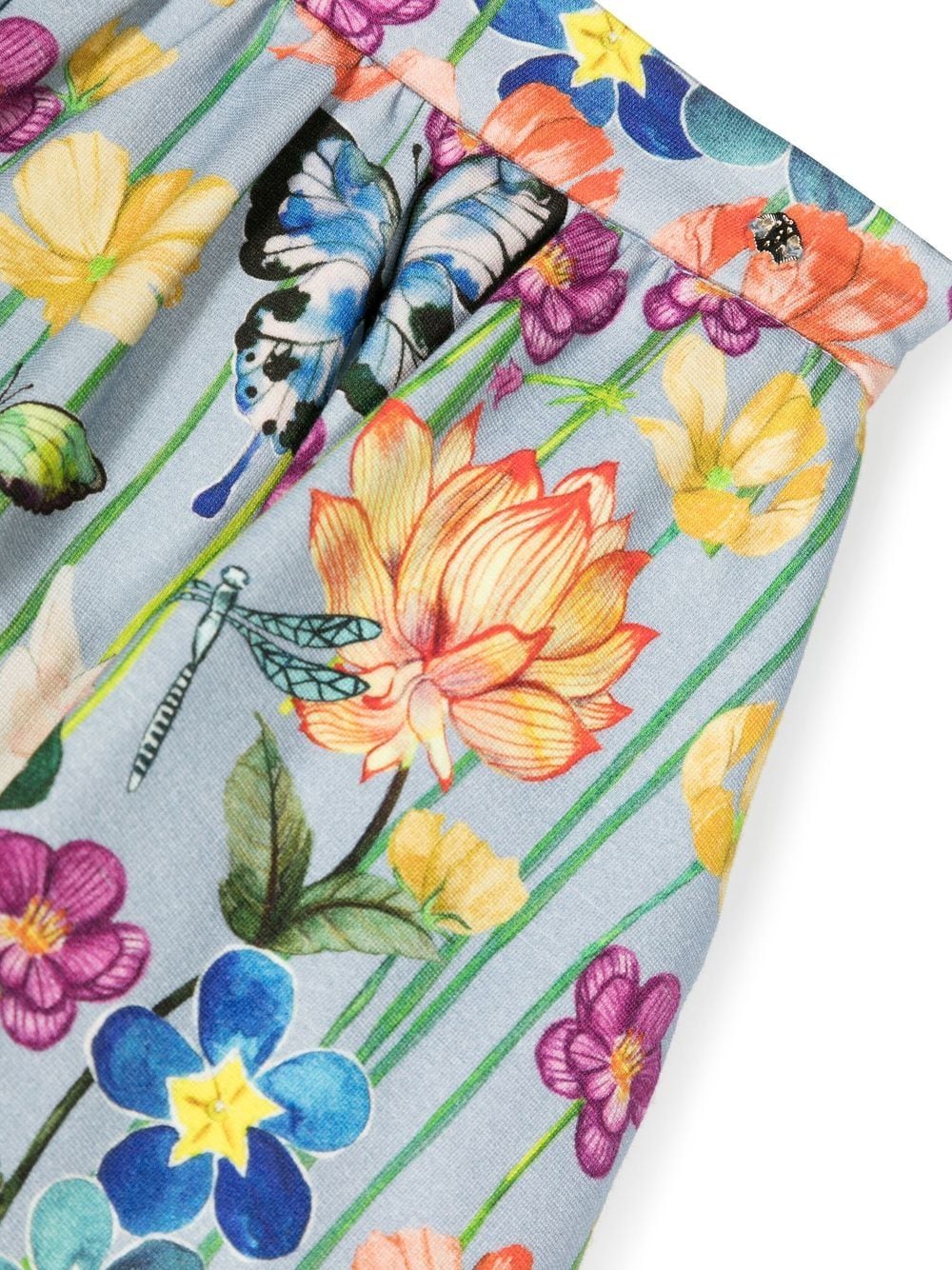 Shop Roberto Cavalli Junior Floral-print Skater Skirt In 蓝色