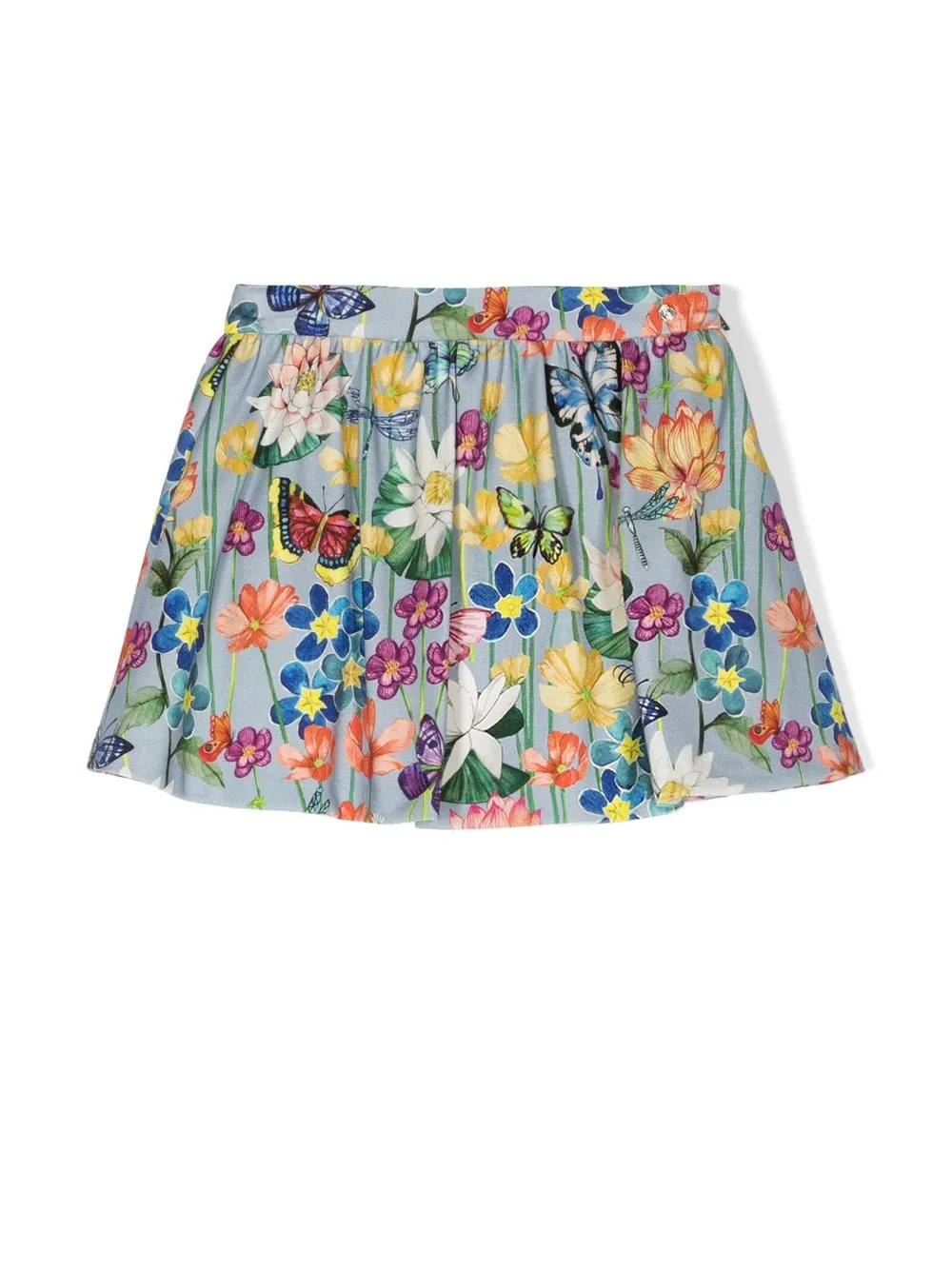 Roberto Cavalli Junior Babies' Floral-print Skater Skirt In 蓝色