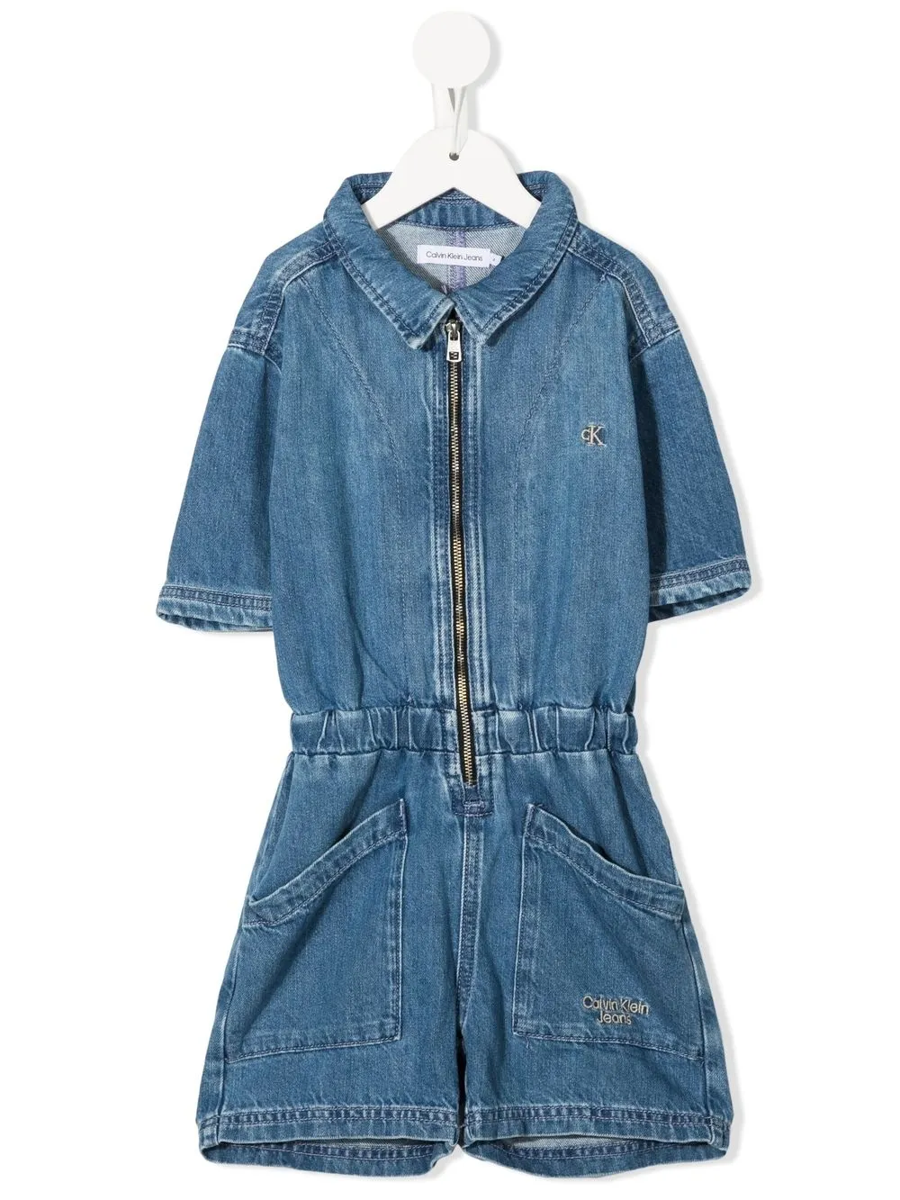 

Calvin Klein Kids zip-up denum playsuit - Blue