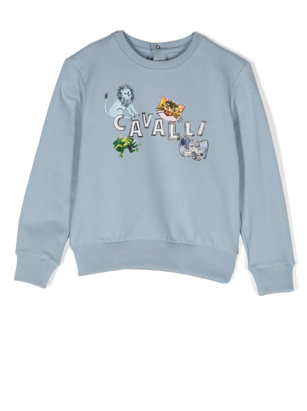 Roberto Cavalli Junior Babies' Logo-print Long-sleeve Sweatshirt In 蓝色
