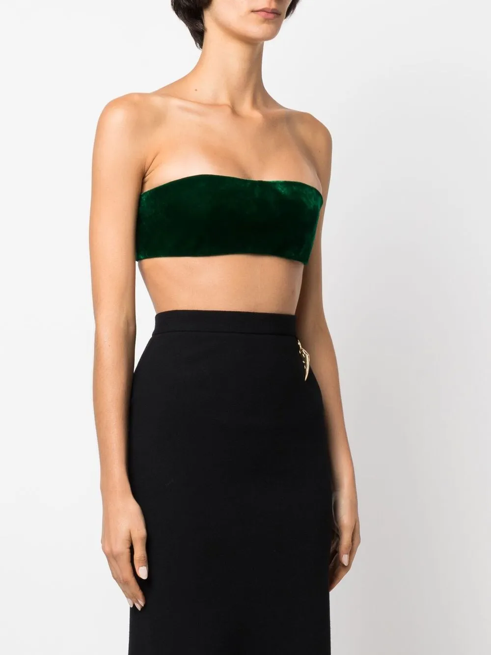  Roberto Cavalli Strapless Cropped Top - Green 