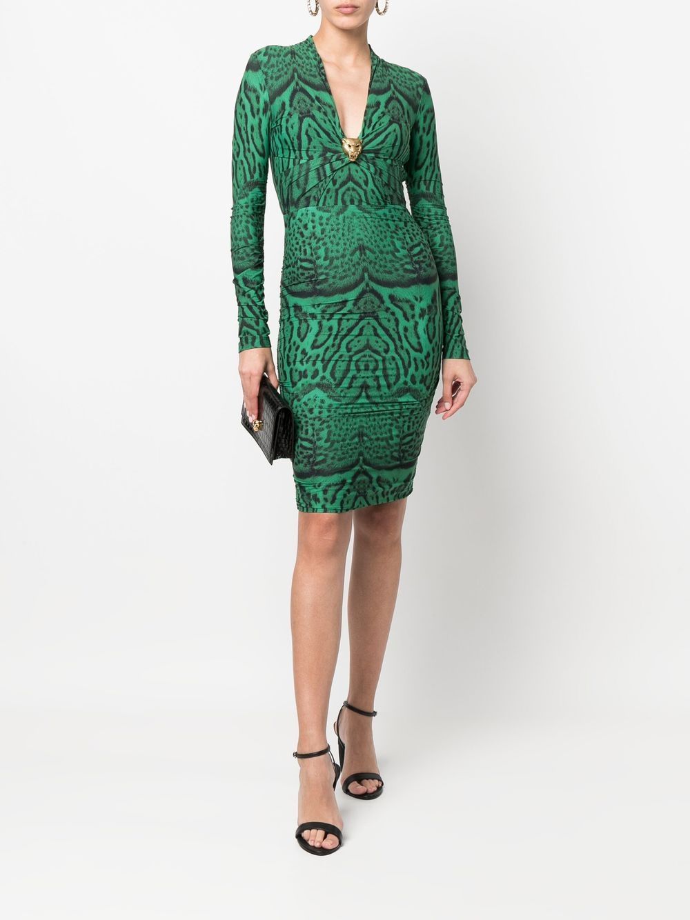 Roberto Cavalli Jurk met dierenprint - Groen