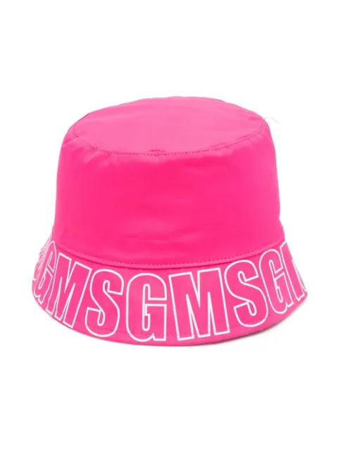 MSGM Kids gorro de pescador con logo estampado