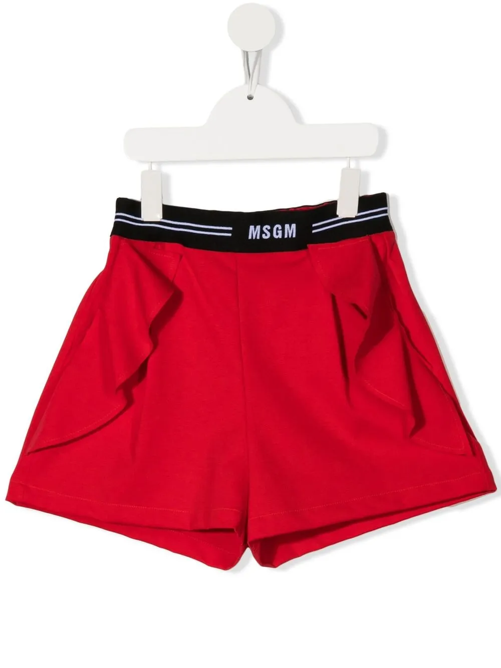 

MSGM Kids logo-waist frilled-trim shorts - Red