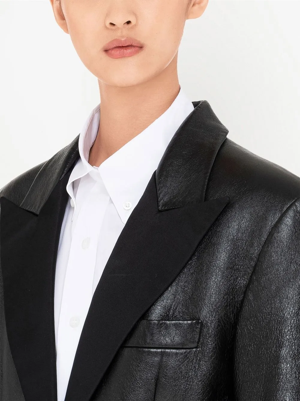 Shop Miu Miu Nappa Leather Single-breasted Blazer In Black