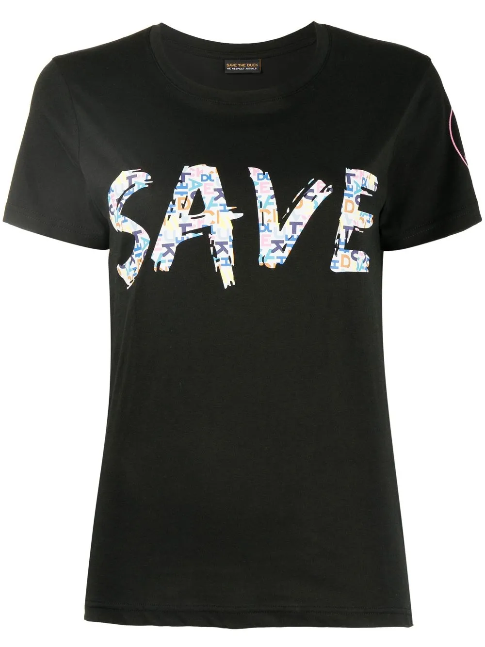 

Save The Duck playera con logo estampado - Negro