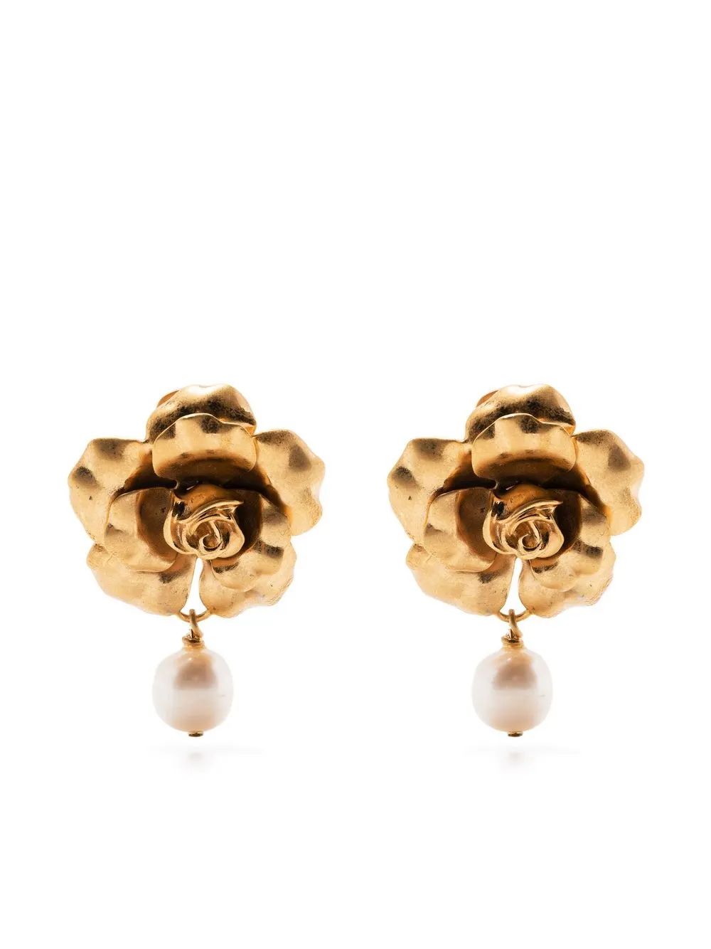 

Roberto Cavalli rose clip-on earrings - Gold