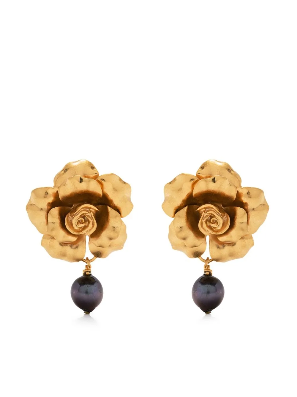 

Roberto Cavalli rose clip-on earrings - Gold
