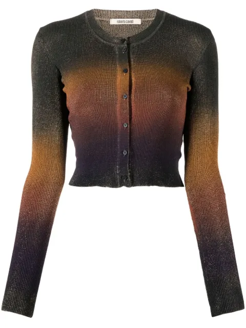 Roberto Cavalli gradient-effect cropped knitted top