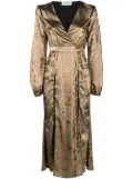 Roberto Cavalli lace-up detail velvet wrap dress - Gold