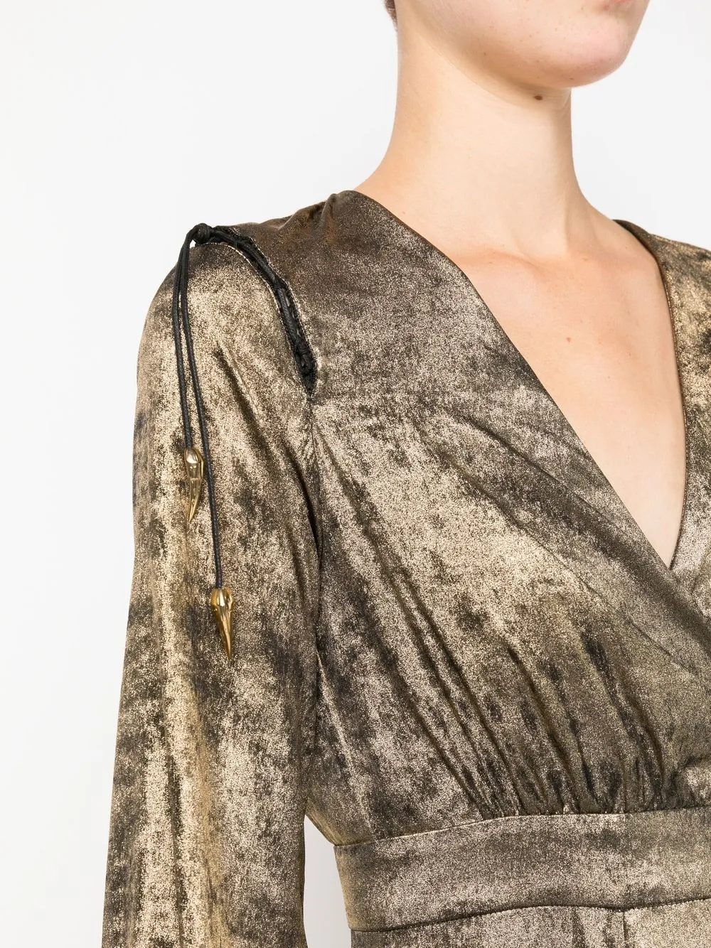 Roberto Cavalli lace-up detail velvet wrap dress | Image 5